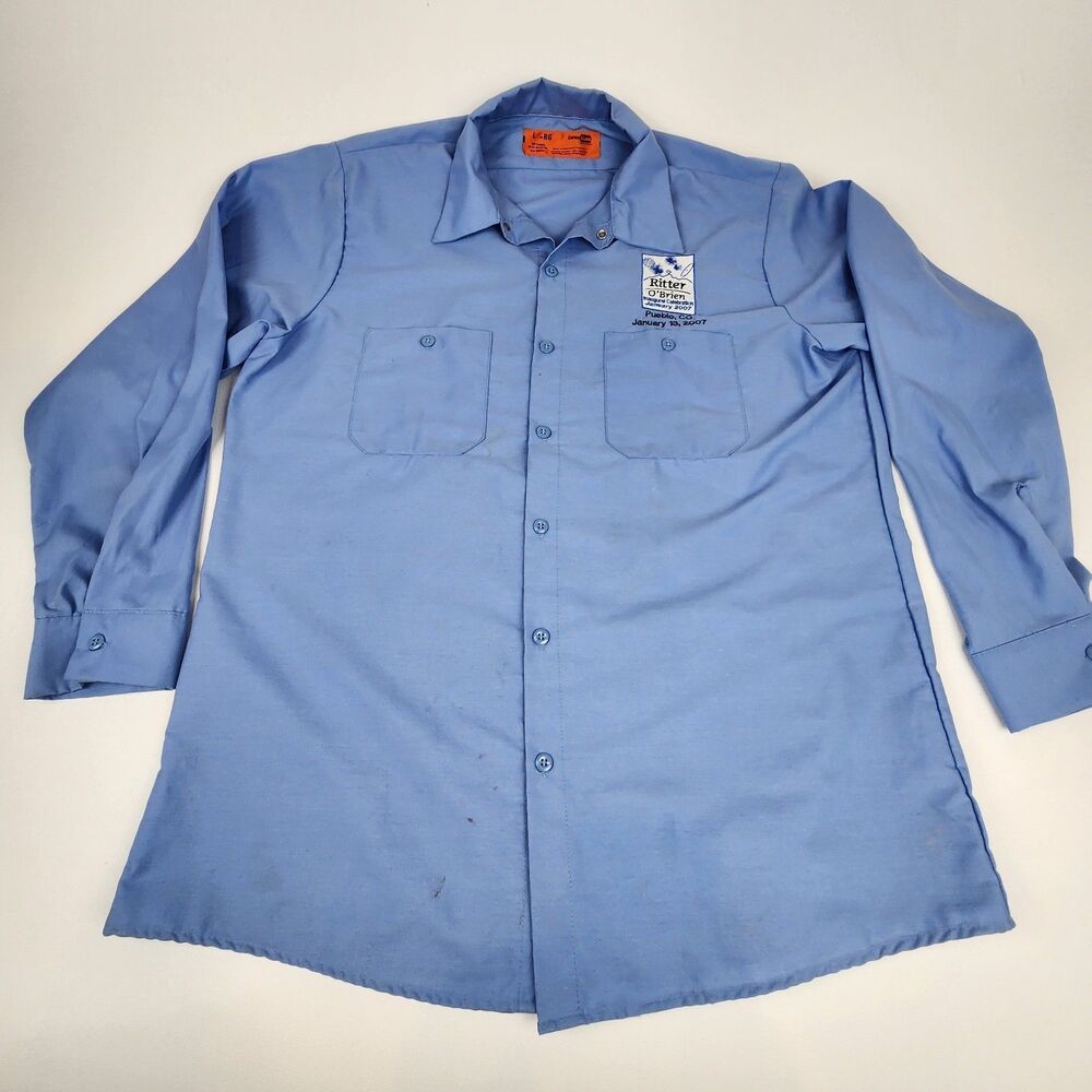 CornerStone Workwear Utility Shirt Men's L Blue Button Front Ritter O'Brien